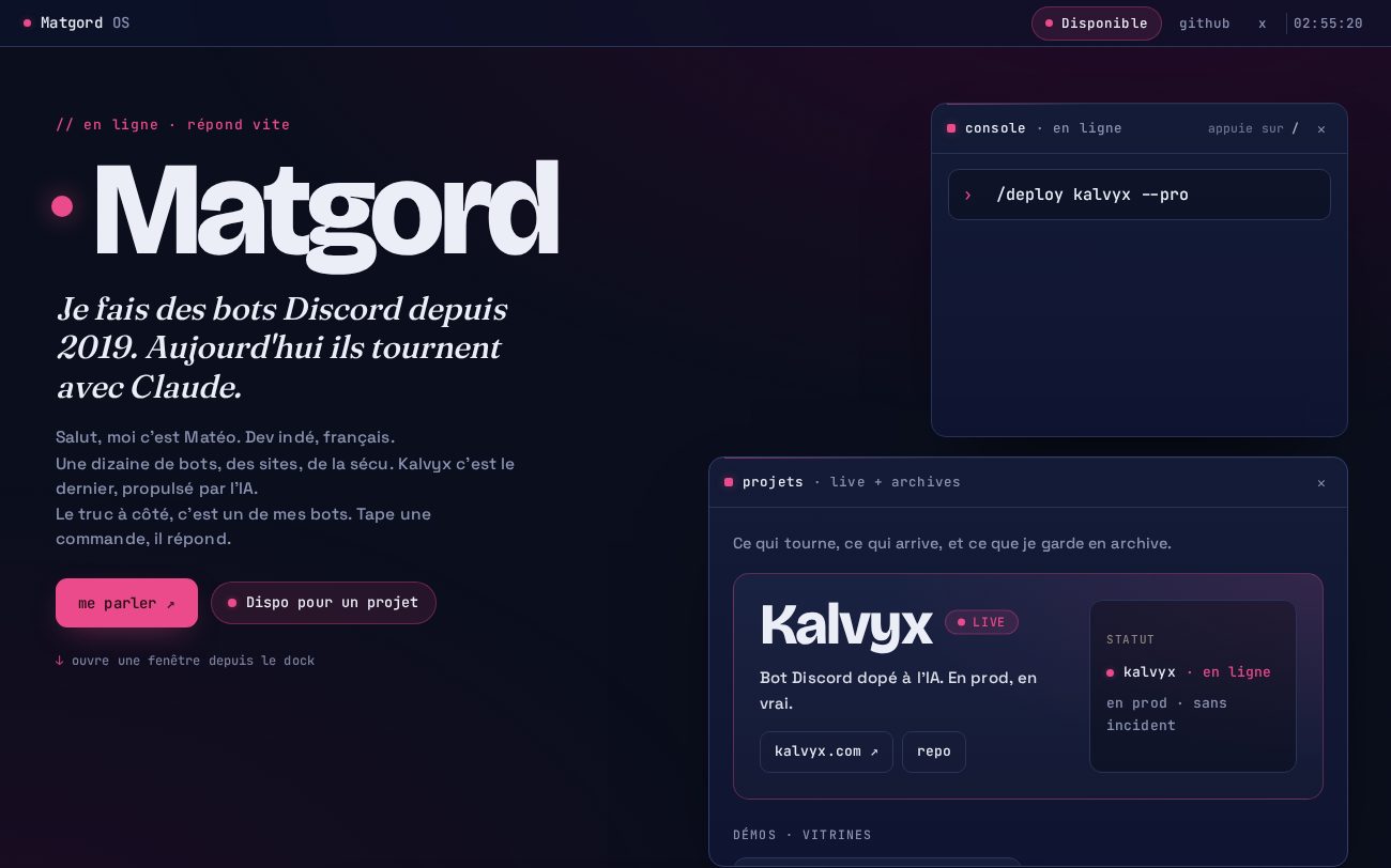 Aperçu du site personnel de MatgordFR — MatgordOS