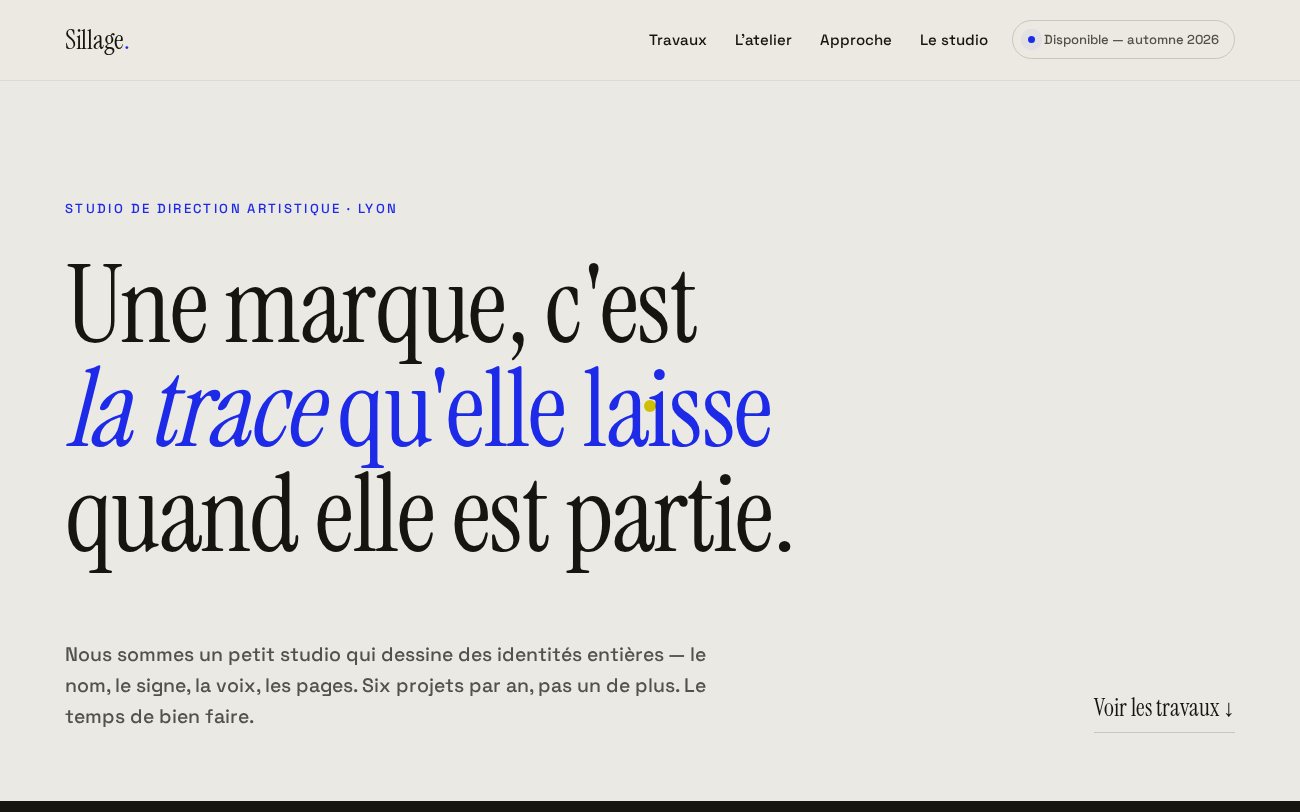 Aperçu du site Sillage — studio de direction artistique, éditorial